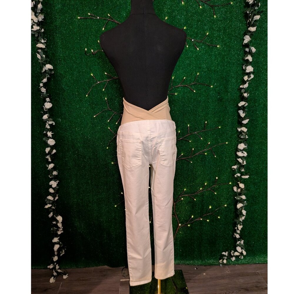 Isabel Maternity White Crossover Panel Skinny Maternity Jeans, Size 6, EUC! - Picture 3 of 5